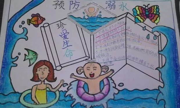 防溺水图片儿童画