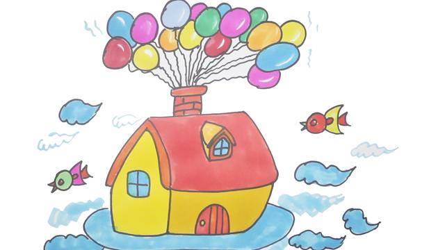 房子简笔画图片带颜色