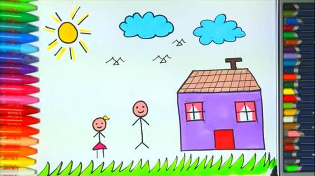 房子简笔画图片带颜色