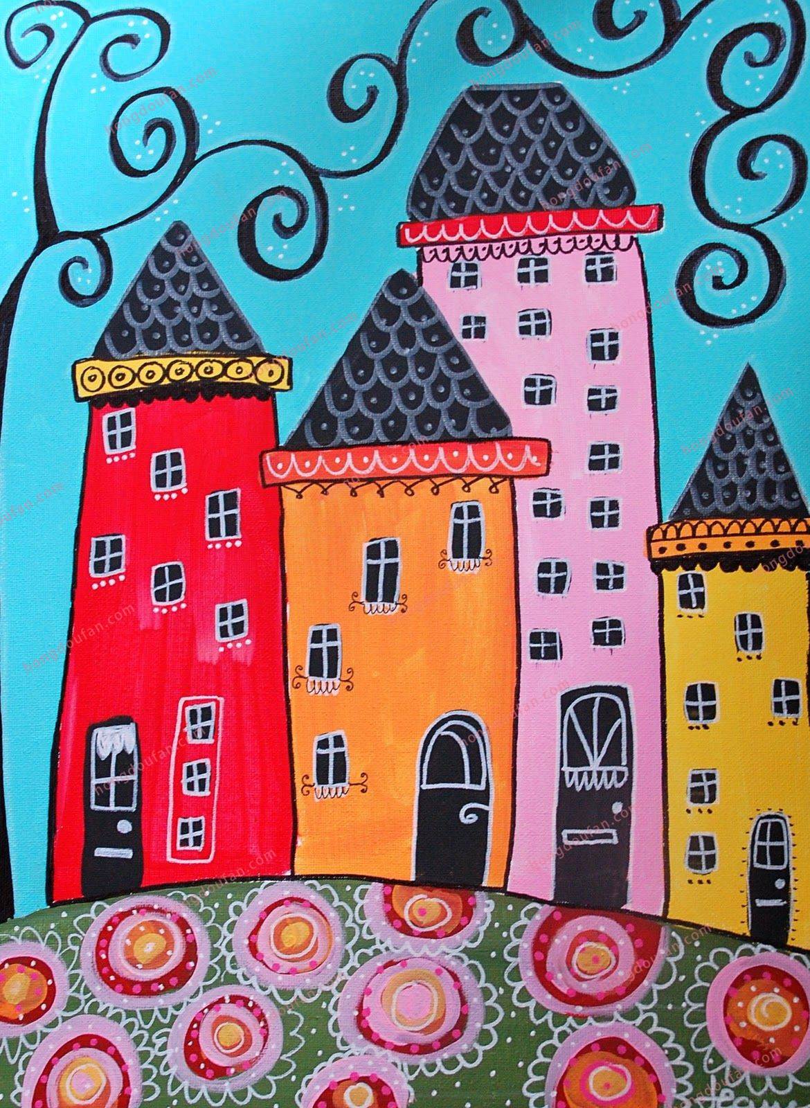 房子简笔画图片带颜色