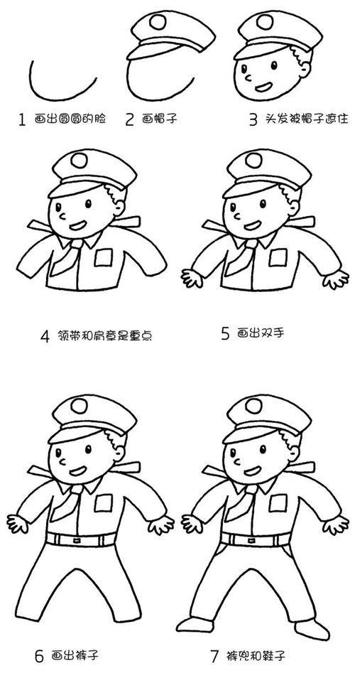 警察简笔画图片大全