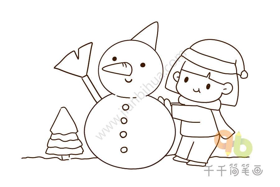 堆雪人简笔画