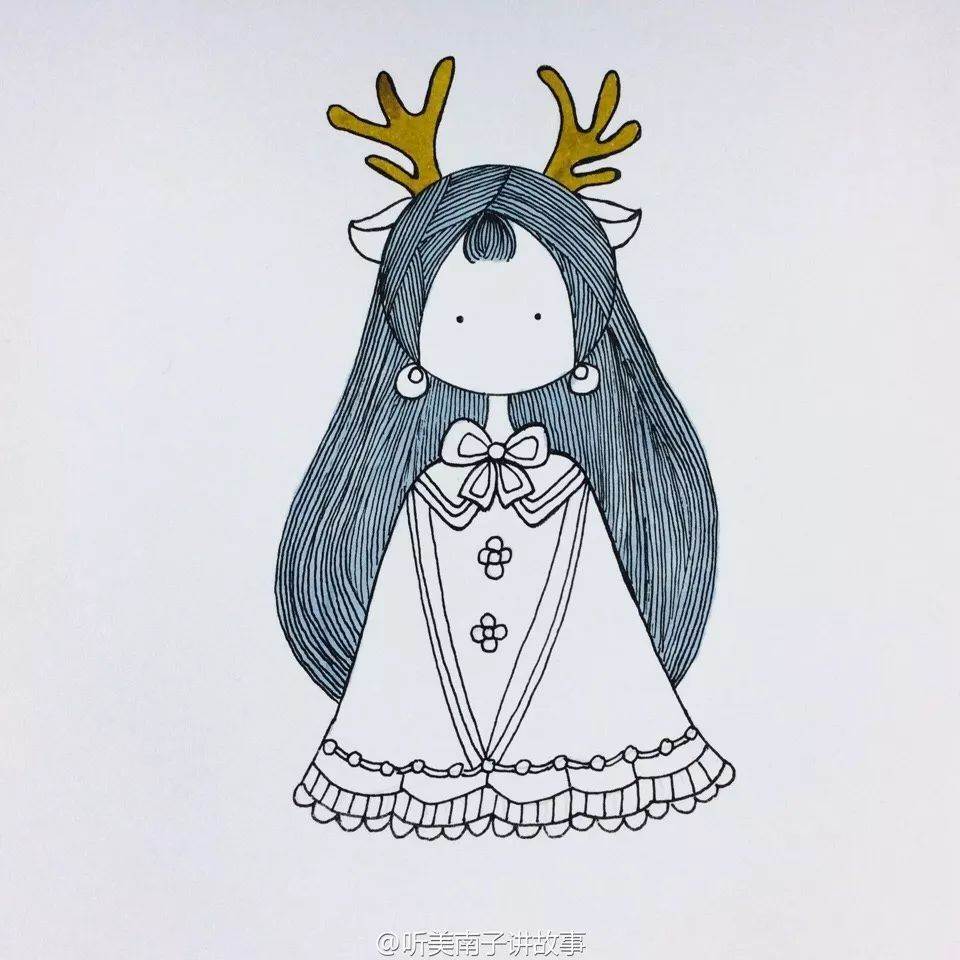 简笔画人物少女