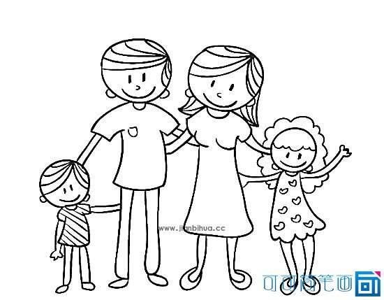 一家四口简笔画