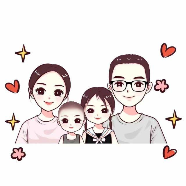 一家四口简笔画