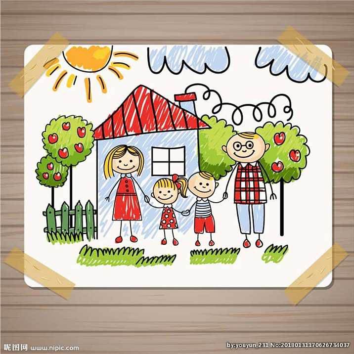一家四口简笔画