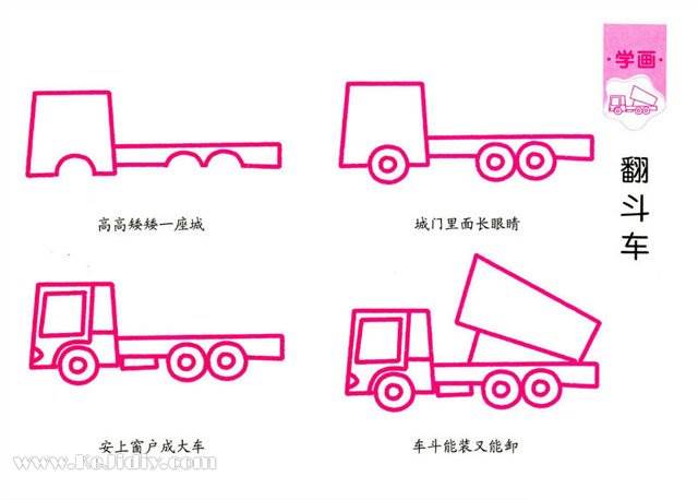 翻斗车简笔画