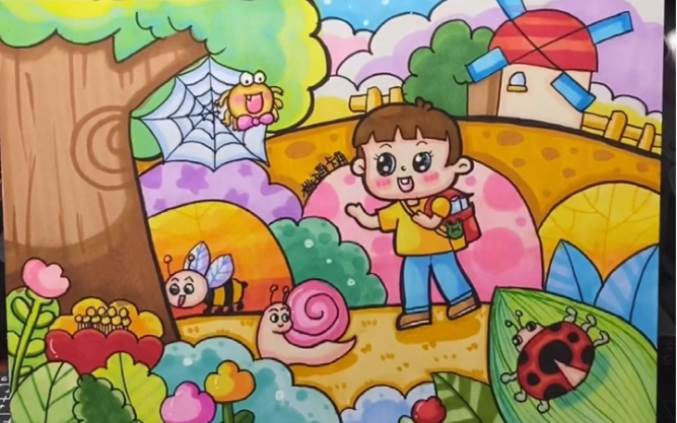 春游儿童画