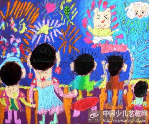 放烟花儿童画