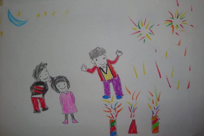 放烟花儿童画