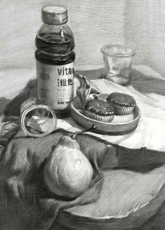 静物素描图片