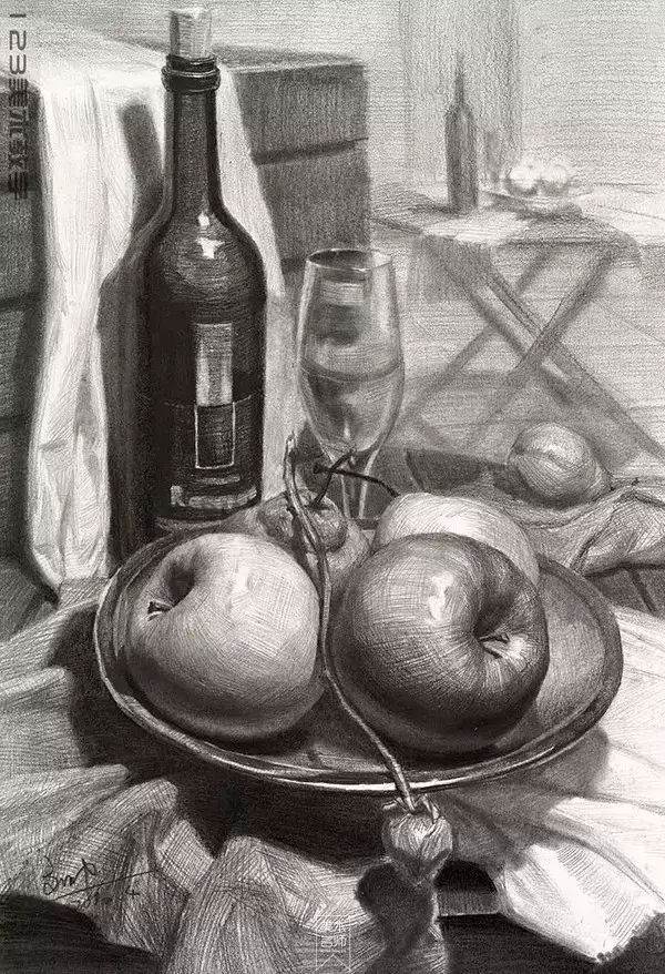 静物素描图片