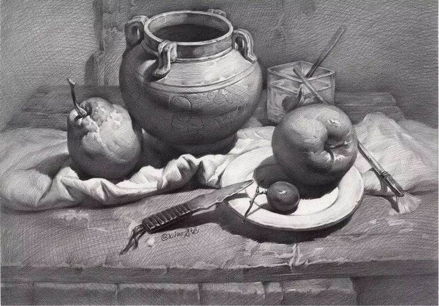 静物素描图片