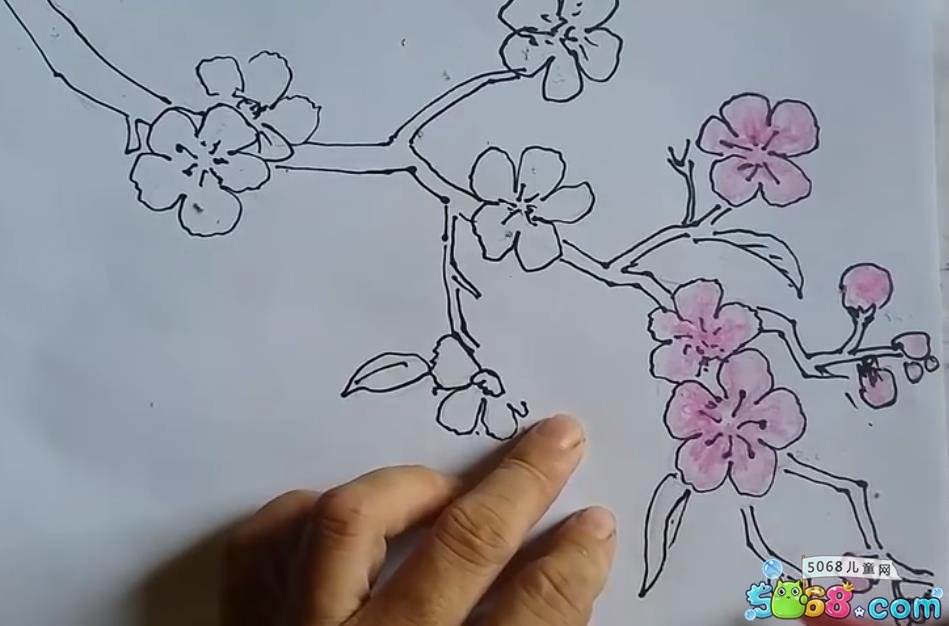 儿童画桃花