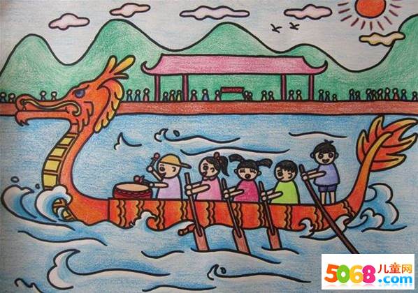 赛龙舟简笔画