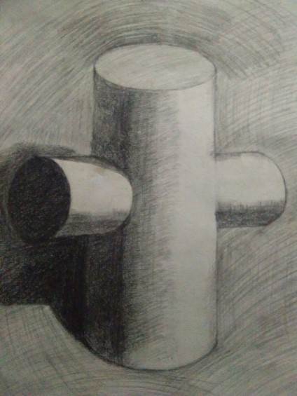 圆柱素描图片
