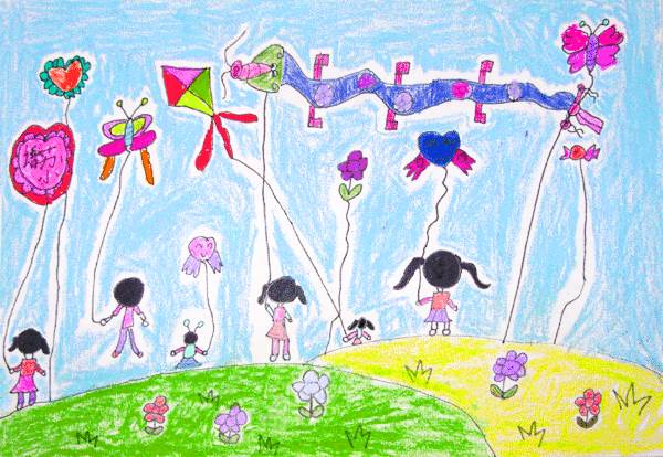 风筝绘画图片