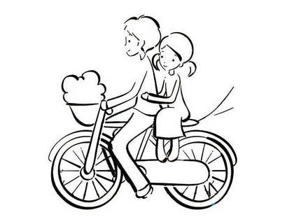 骑自行车简笔画