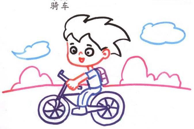 骑自行车简笔画