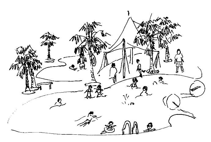 游泳池简笔画