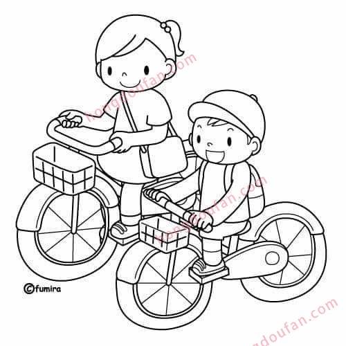 骑自行车简笔画