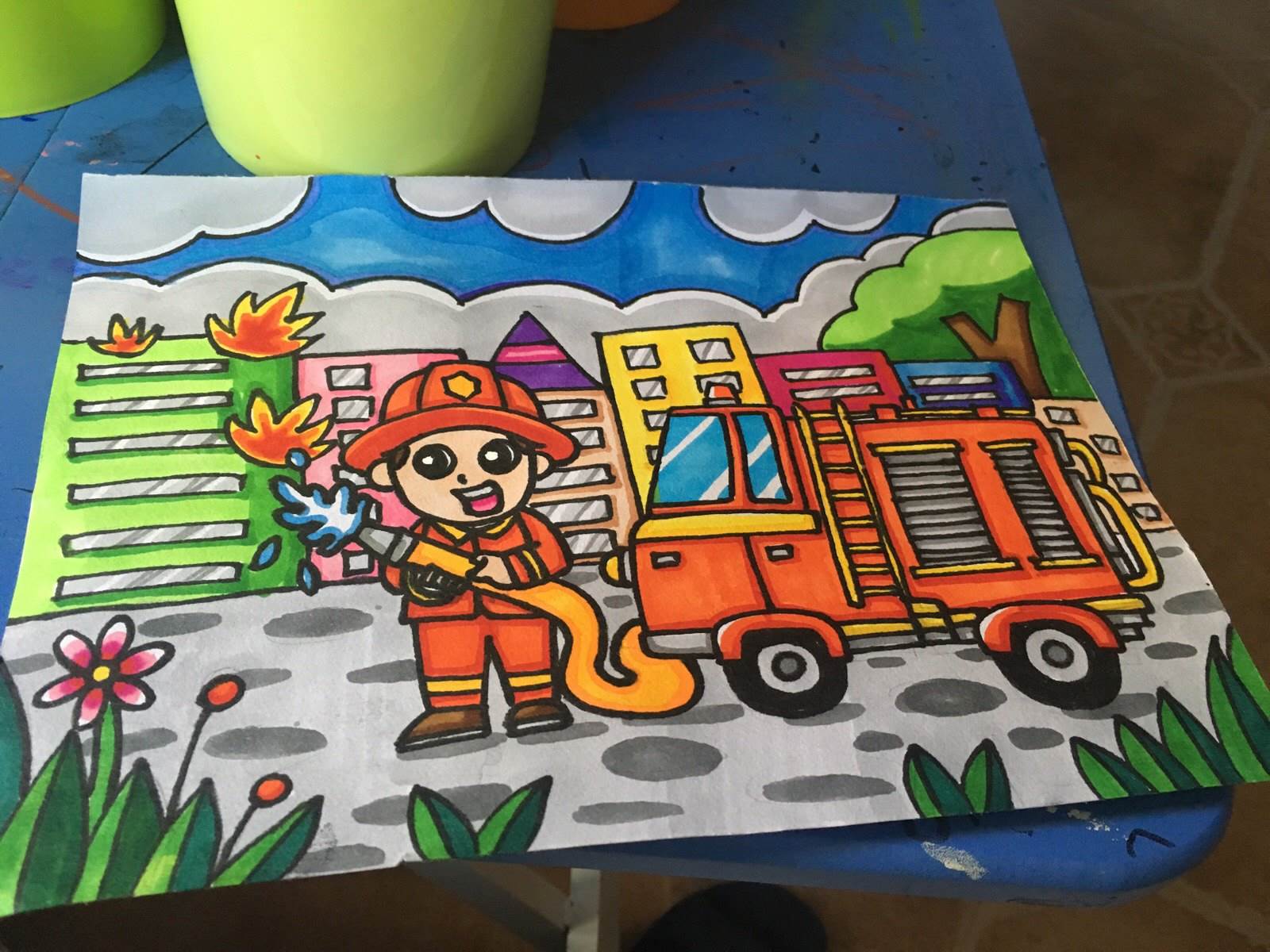 消防儿童画