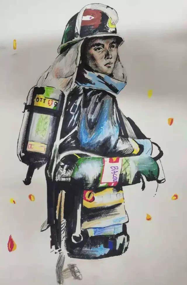 消防员绘画
