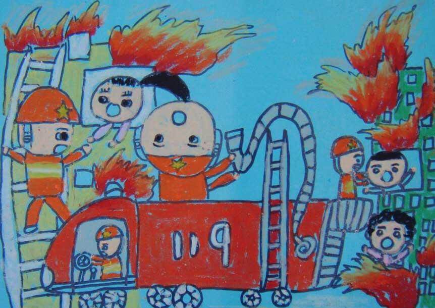 消防儿童画