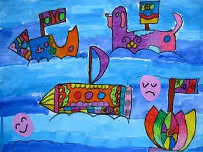 帆船简笔画带颜色