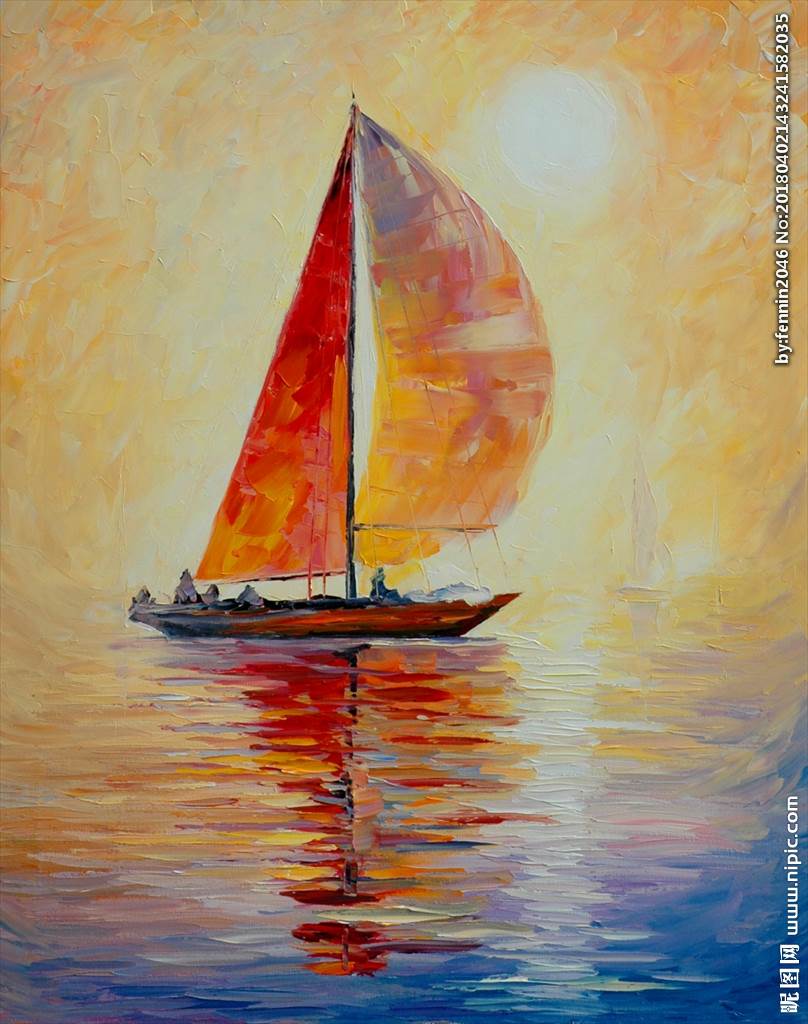 帆船简笔画带颜色