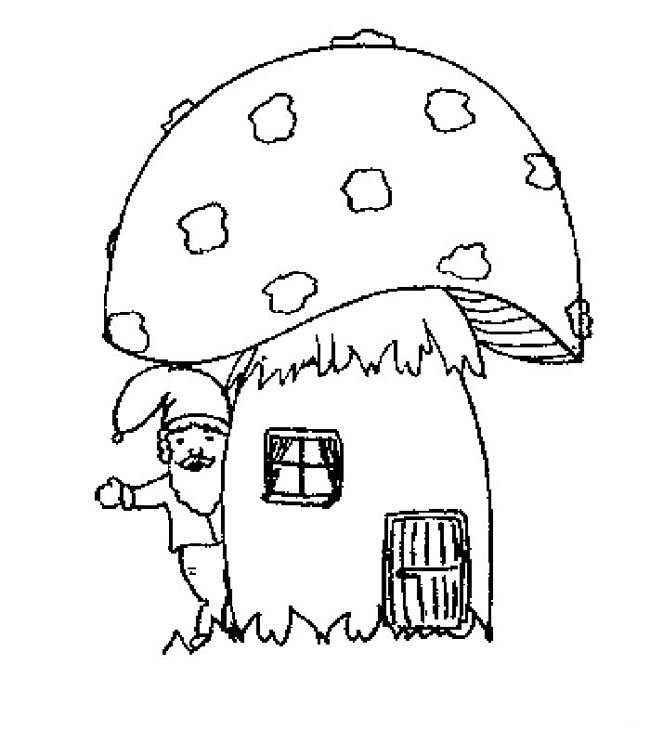 蘑菇房子简笔画