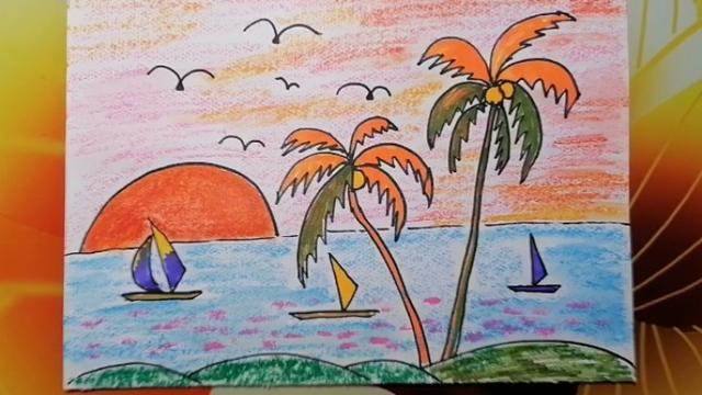 海边简笔画