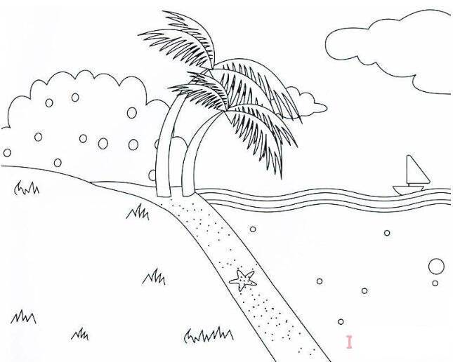 海边简笔画