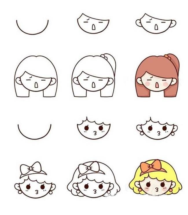 卡通小女孩简笔画