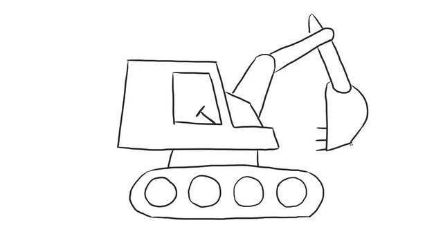 挖掘机简笔画