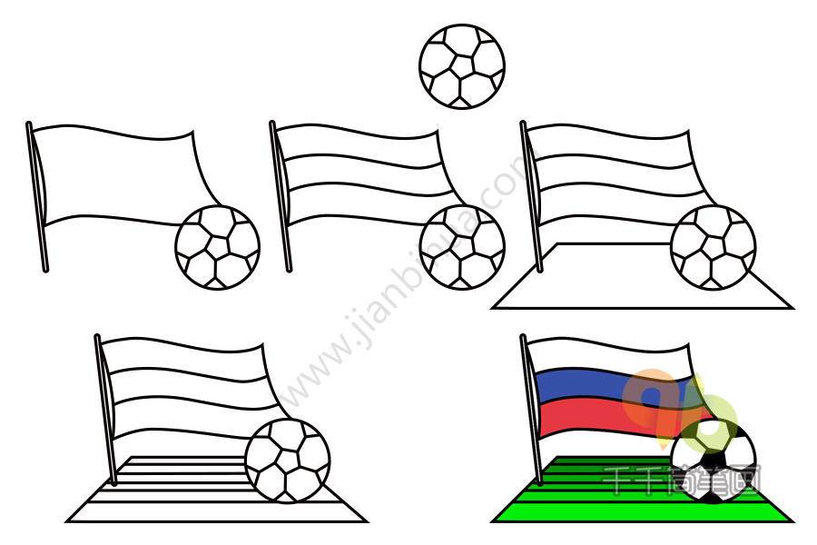 世界杯神兽插画场景简笔画