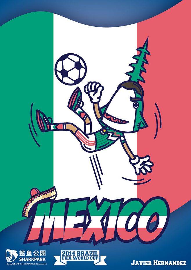 世界杯神兽插画场景简笔画