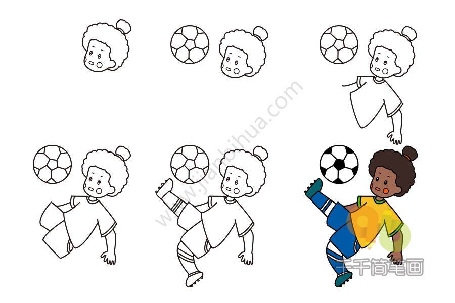 巴西世界杯简笔画带步骤的