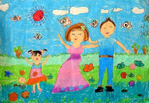 一家四口简笔画