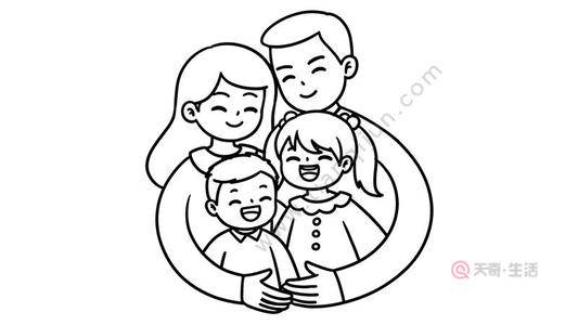 一家四口简笔画