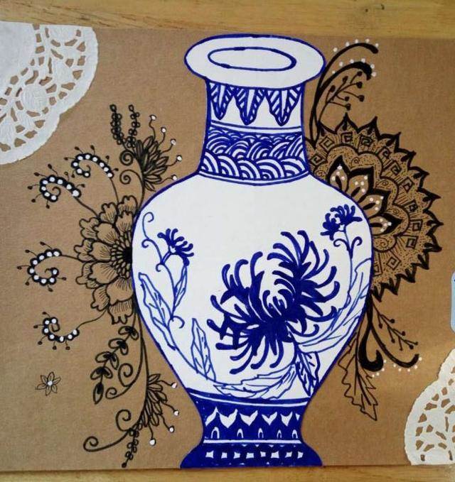 青花瓷 简笔画
