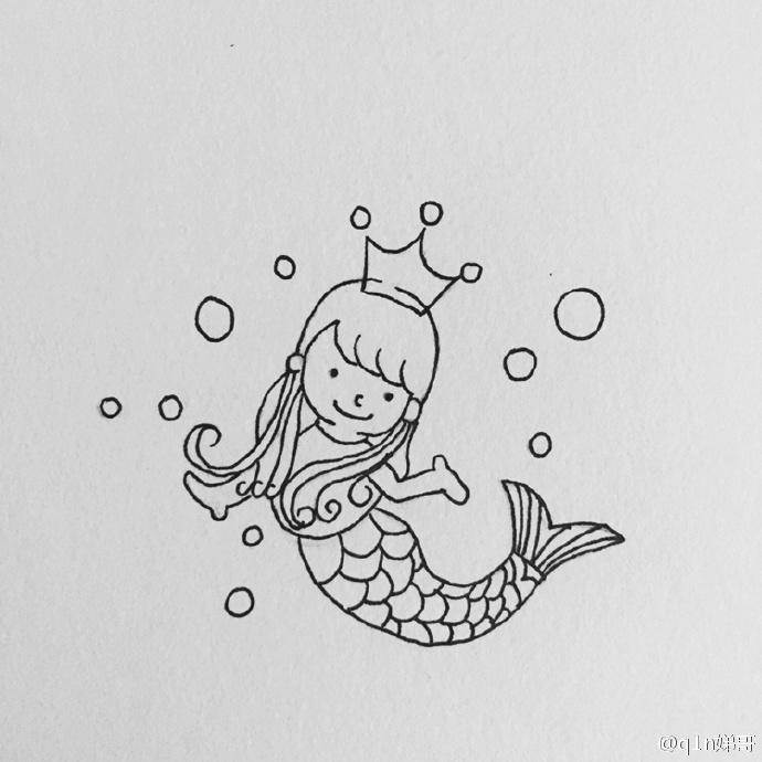 美人鱼图片简笔画