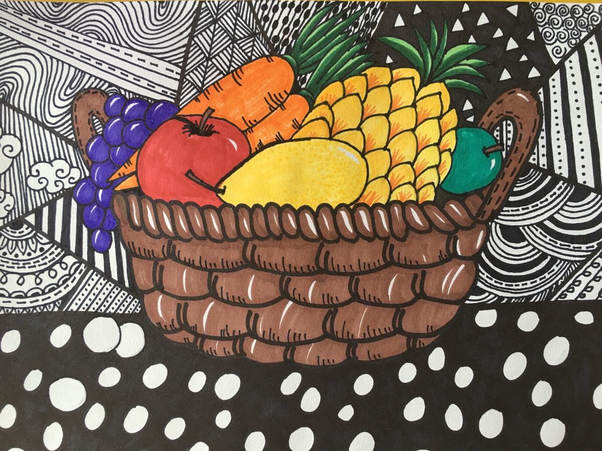 水果篮简笔画