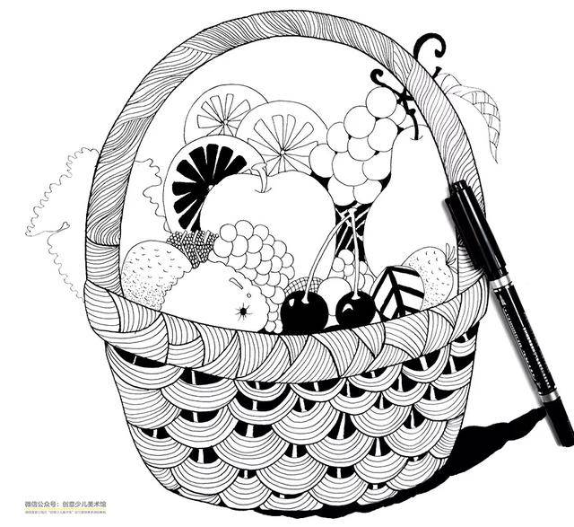 水果篮简笔画