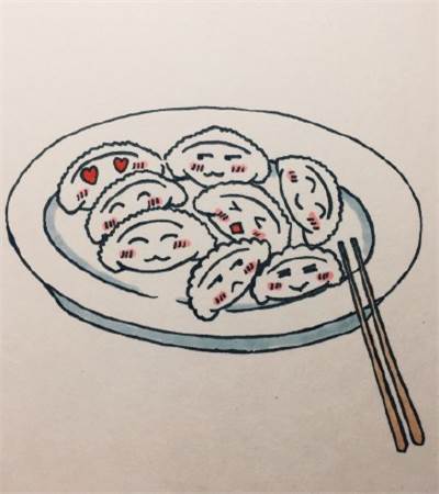 饺子怎么画 简笔画