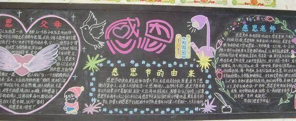 感恩水粉黑板报