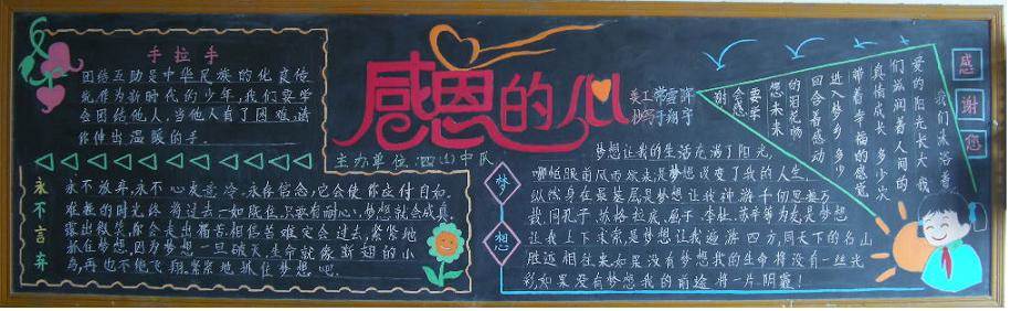 感恩水粉黑板报