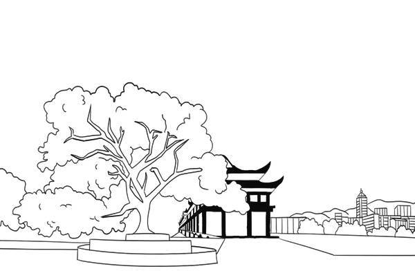 张大山简笔画简单风景