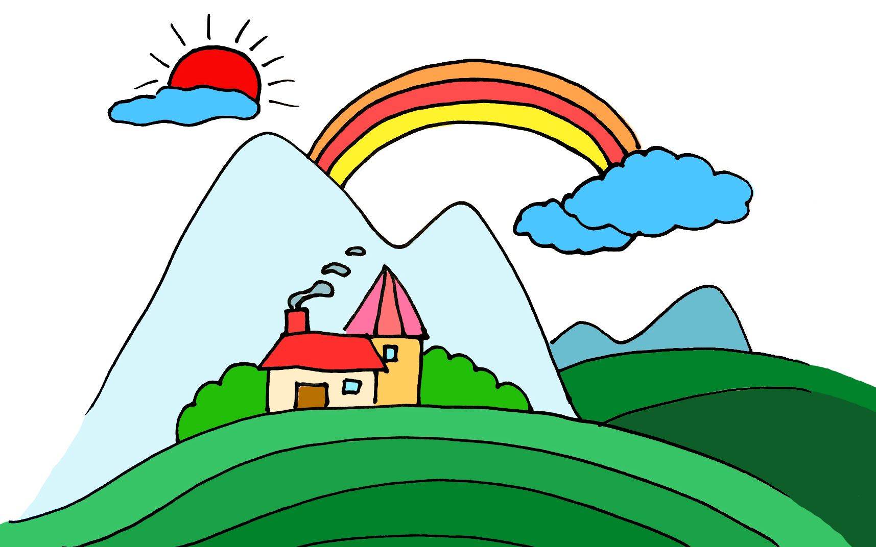 张大山简笔画简单风景