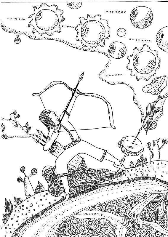 后羿射日简笔画